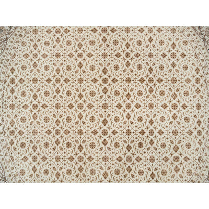 6'3"X6'3" Ivory 250 Kpsi Wool Hand Knotted Herrita Design Round Rug