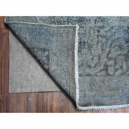 9'8"X13'3" Jet Gray Vintage Zoroastrian Karman Hand Knotted Oriental Rug