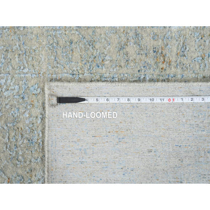 2'6"X8' Gray Jacquard Hand Loomed Tebraz Design Wool And Silk Runner Rug