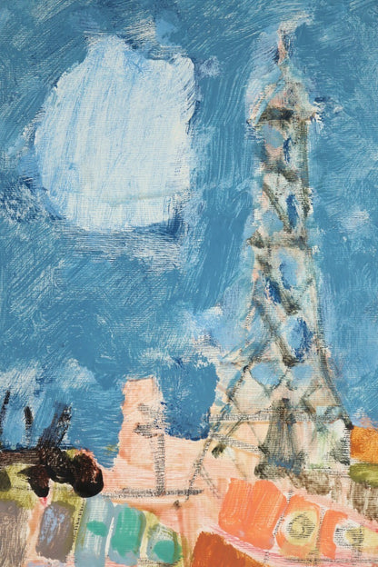 Gilles Gorriti Eiffel Tower Oil Painting Signed French Modern Art Aizpiri Style
