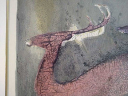 Edwin Salomon Signed Lithograph Two Deer Limited Edition Abstract Animal Art