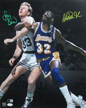 Larry Bird/Magic Johnson Dual-Signed/Auto 16X20