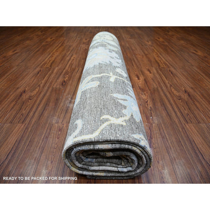 11'9"X17'6" Gray Afghan Angora Oushak Wool Hand Knotted Oriental Rug