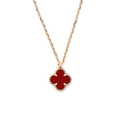 Van Cleef & Arpels Sweet Alhambra Pendant Necklace 18K Rose Gold And Carnelian