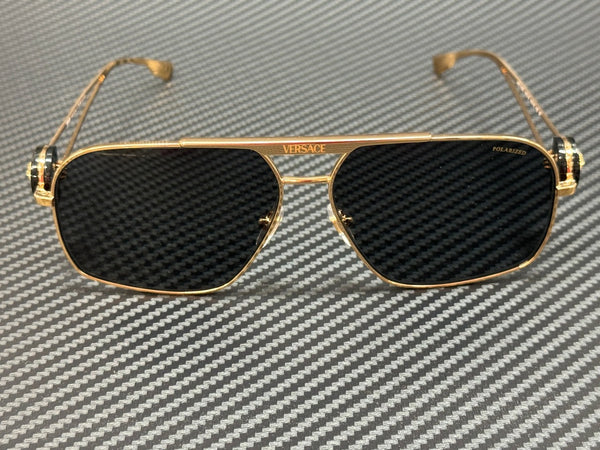 VERSACE VE2269 100281 Gold Grey Polarized Men's 62 mm Sunglasses