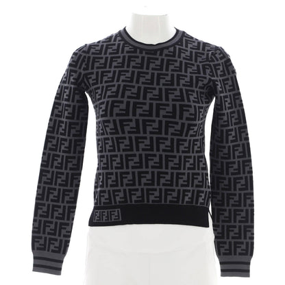 Fendi Women'S Long Sleeve Crewneck Sweater Zucca Viscose Blend