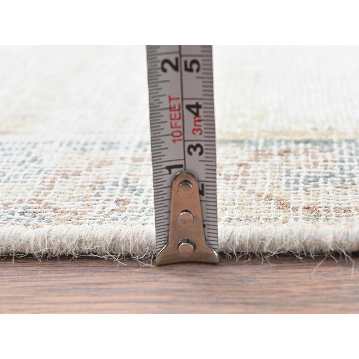 1'9"X3'6" Ivory Worn Wool Hand Knotted Old Farsian Karman Rug