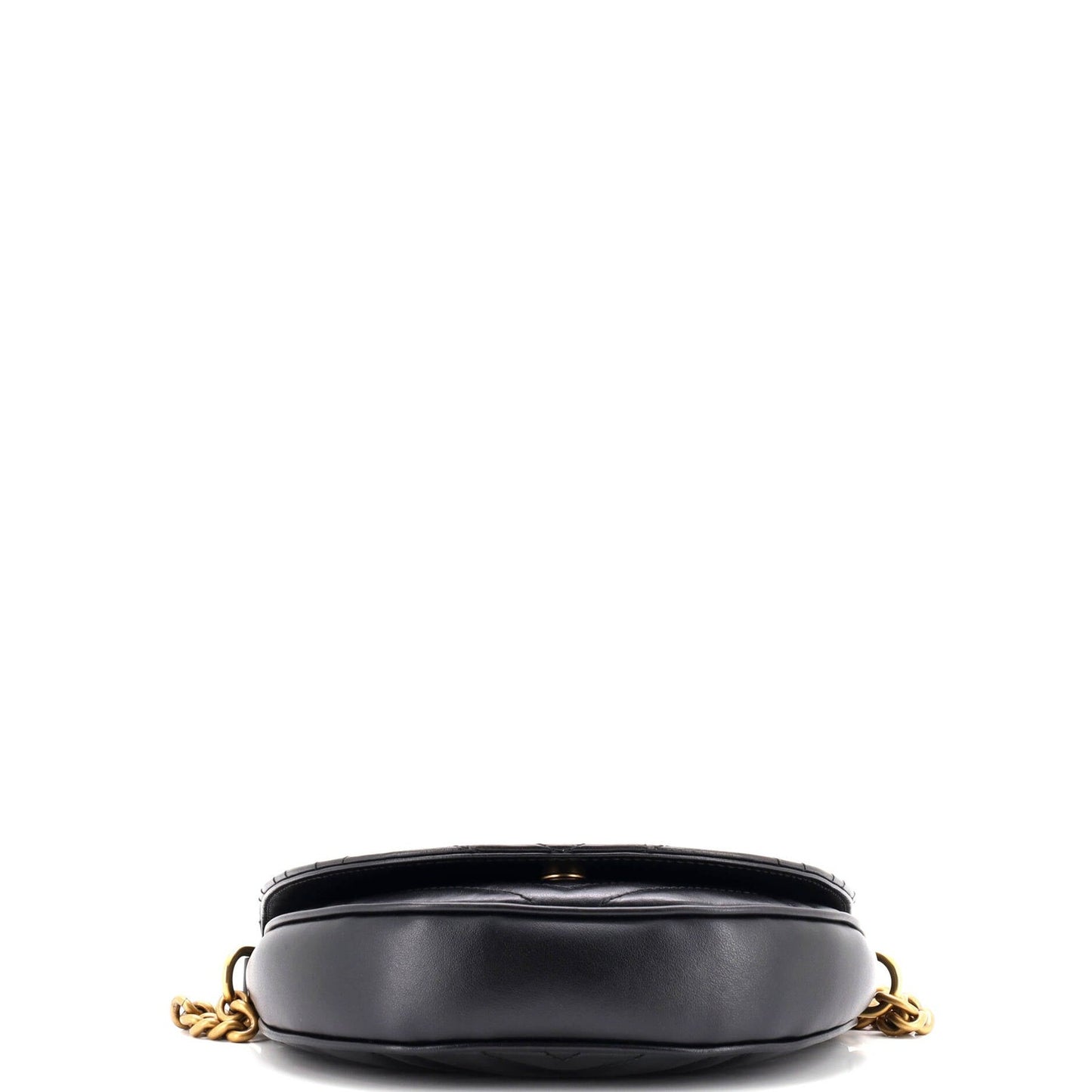 Gucci Gg Marmont Half Moon Flap Crossbody Bag Matelasse Leather Mini