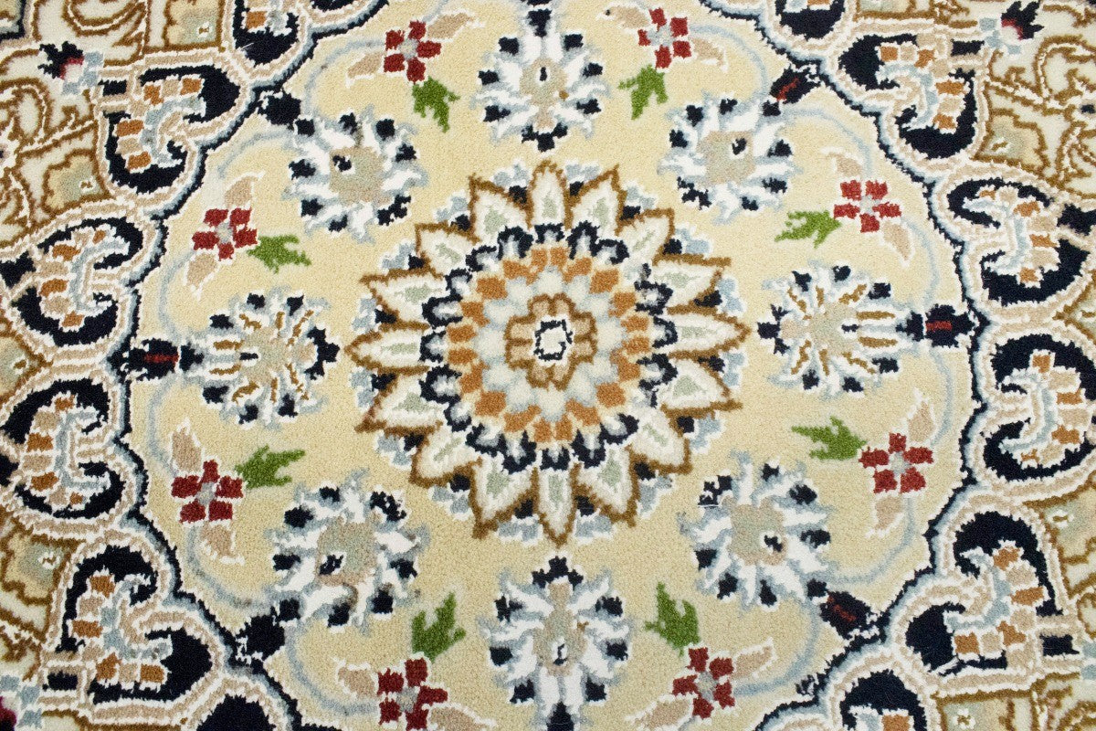Handmade Indo-Nain Oriental Rug Classic Floral Design Living Room Carpet 6X9 ft