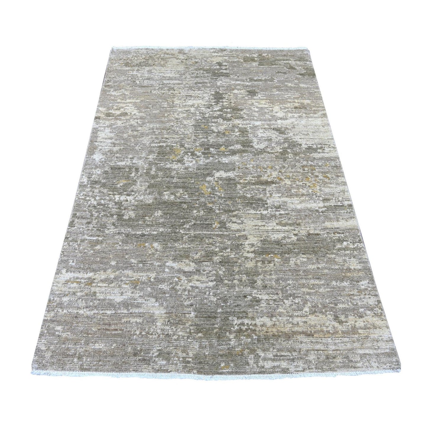 4'x6'2" Brown Modern Abstract Design Hand Knotted Wool Oriental Rug