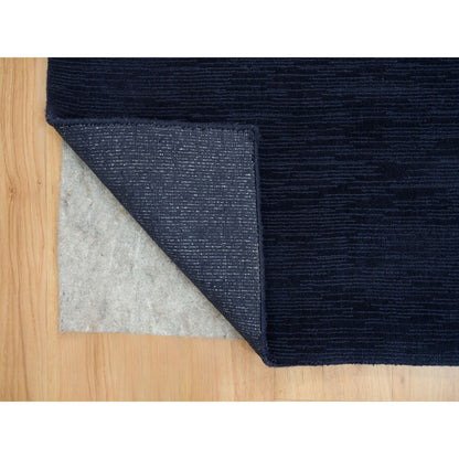9'1"X12' Oxford Blue Wool And Plant Based Silk Loom Knotted Oriental Rug