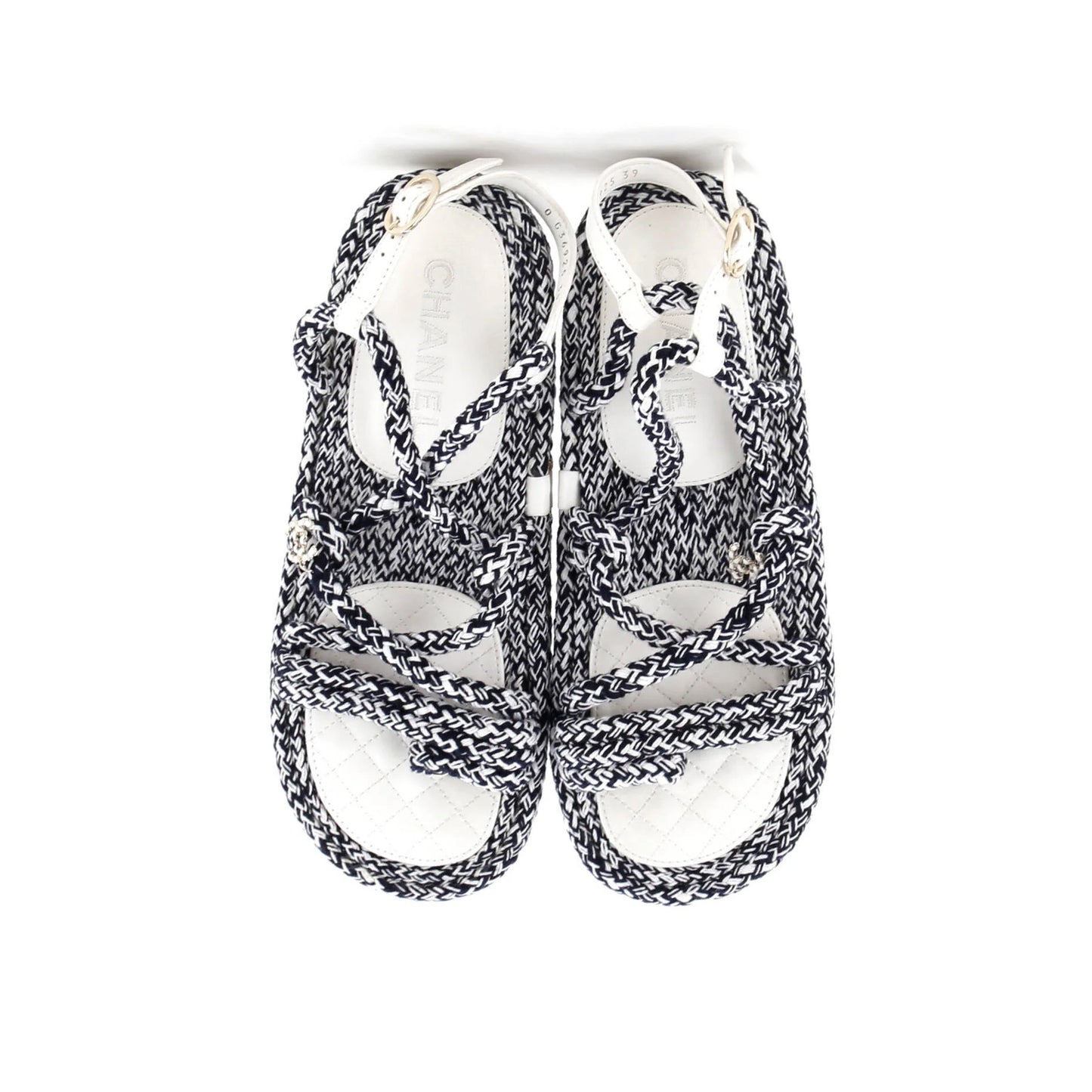 Chanel Women'S Cc Chain Sandals Braided Cord