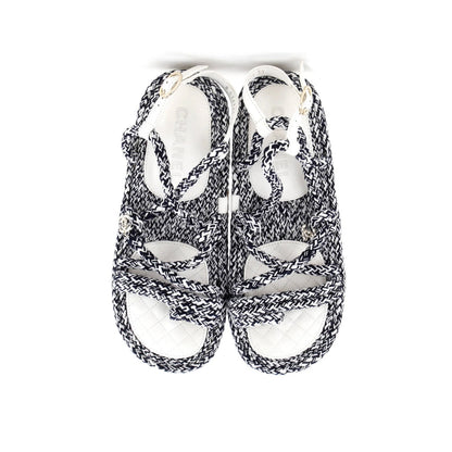 Chanel Women'S Cc Chain Sandals Braided Cord