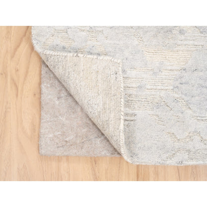 2'6"X12' Ivory Hand Spun Undyed Pure Wool Modern Hand Knotted Runner Rug