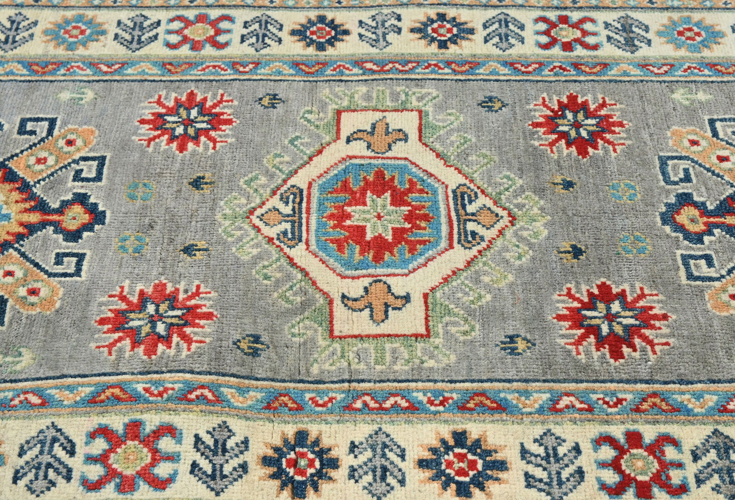 Geometric Tribal Kazak Runner Rug Oriental