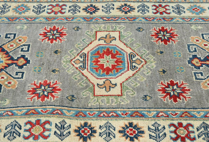 Geometric Tribal Kazak Runner Rug Oriental