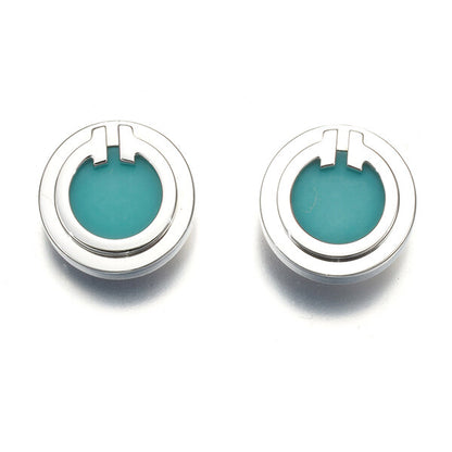 Tiffany&Co. Earrings T Turquoise Circle 18K 750 White Gold