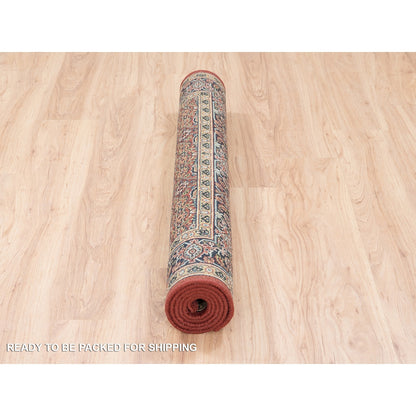 4'X6'3" Wool And Silk Herati Design Hand Knotted 250 Kpsi Red Rug