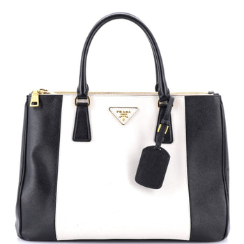 Prada Bicolor Double Zip Lux Tote Saffiano Leather Medium