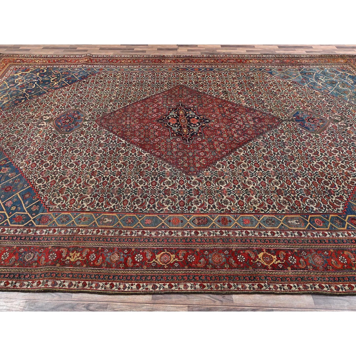 11'6"x18'10" Peach Color Antique Zoroastrian Bejar Wool Hand Knotted XL Rug