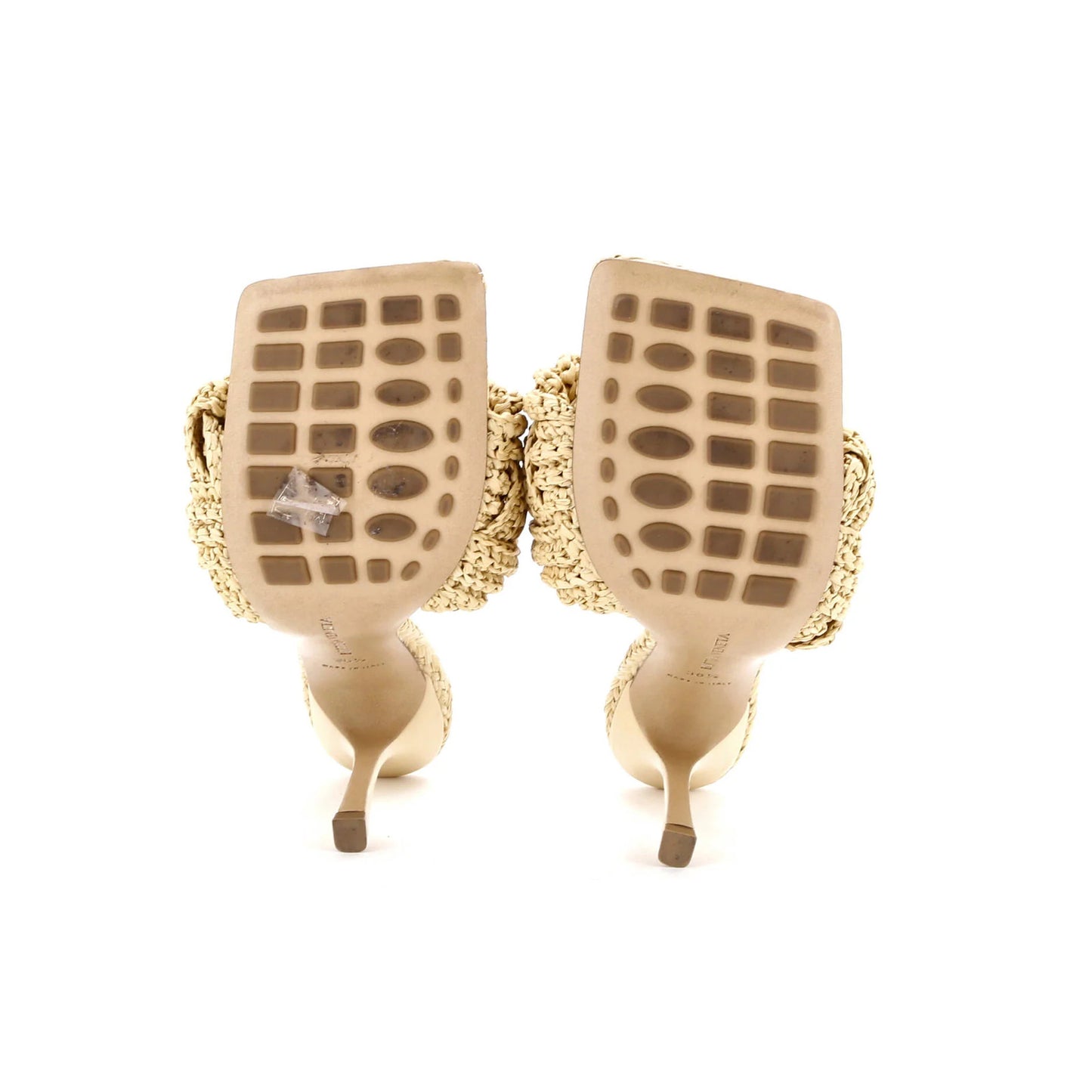 Bottega Veneta Women'S Lido Heeled Sandals Maxi Intrecciato Raffia