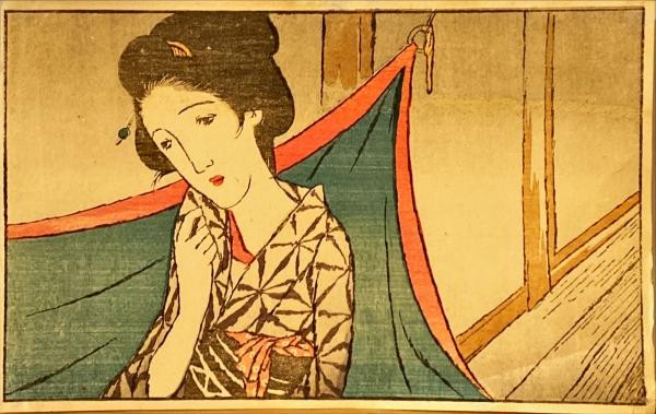 Takehisa Yumeji Woodblock Print Mosquito Net 1924 Taisho Era Art Bijin ga