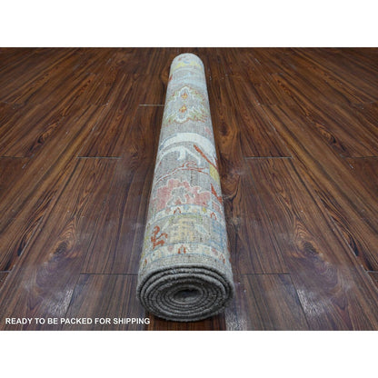 4'2"X9'6" Silver Fine Aryana All Over Design Wide Runner Oriental Rug