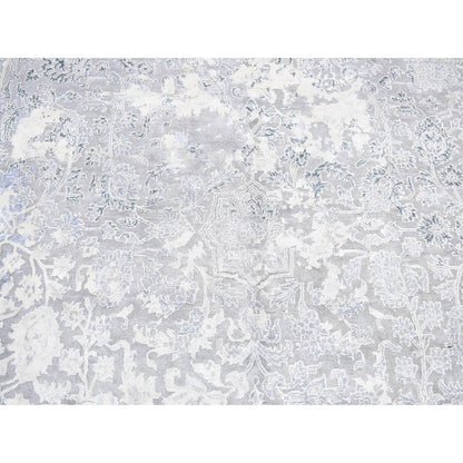 9'X12' Ash Gray Broken Kishoon Wool With Pure Silk Hand Knotted Rug
