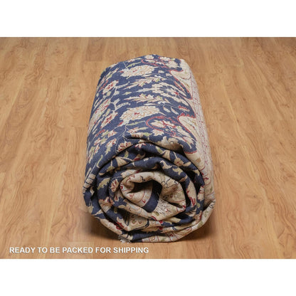 Polo Blue Wool & Silk Nain Hand Knotted Oriental Rug 11'7"x15'7