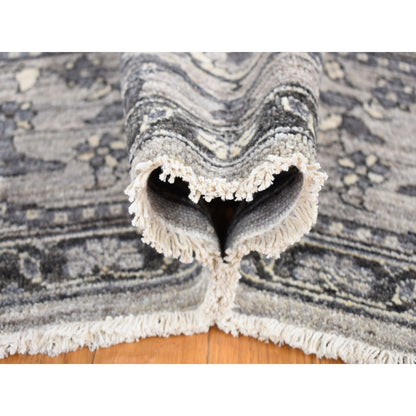 9'1"X12'3" Gray Peshawar Sultanabad All Over Design Hand Knotted Wool Rug