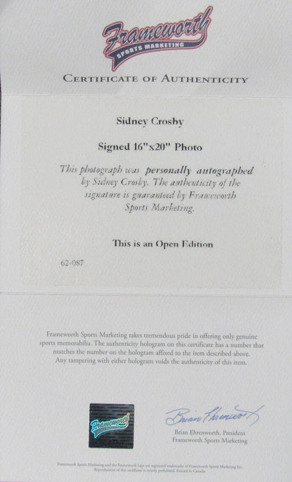 Sidney Crosby Signed/Autographed 16X20 Photo