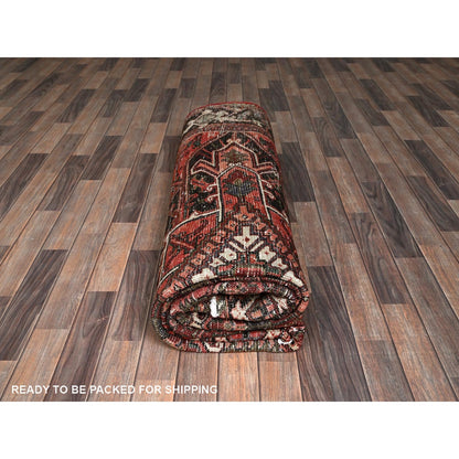 8'1"X10'8" Blush Red Vintage Zoroastrian Heris Pure Wool Hand Knotted Rug