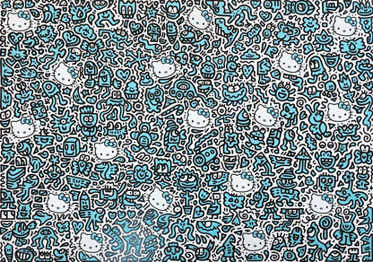 Blue Diamond Giclee Kitty Dust Print Doodle Signed Framed 37/ 50 2019 Mr
