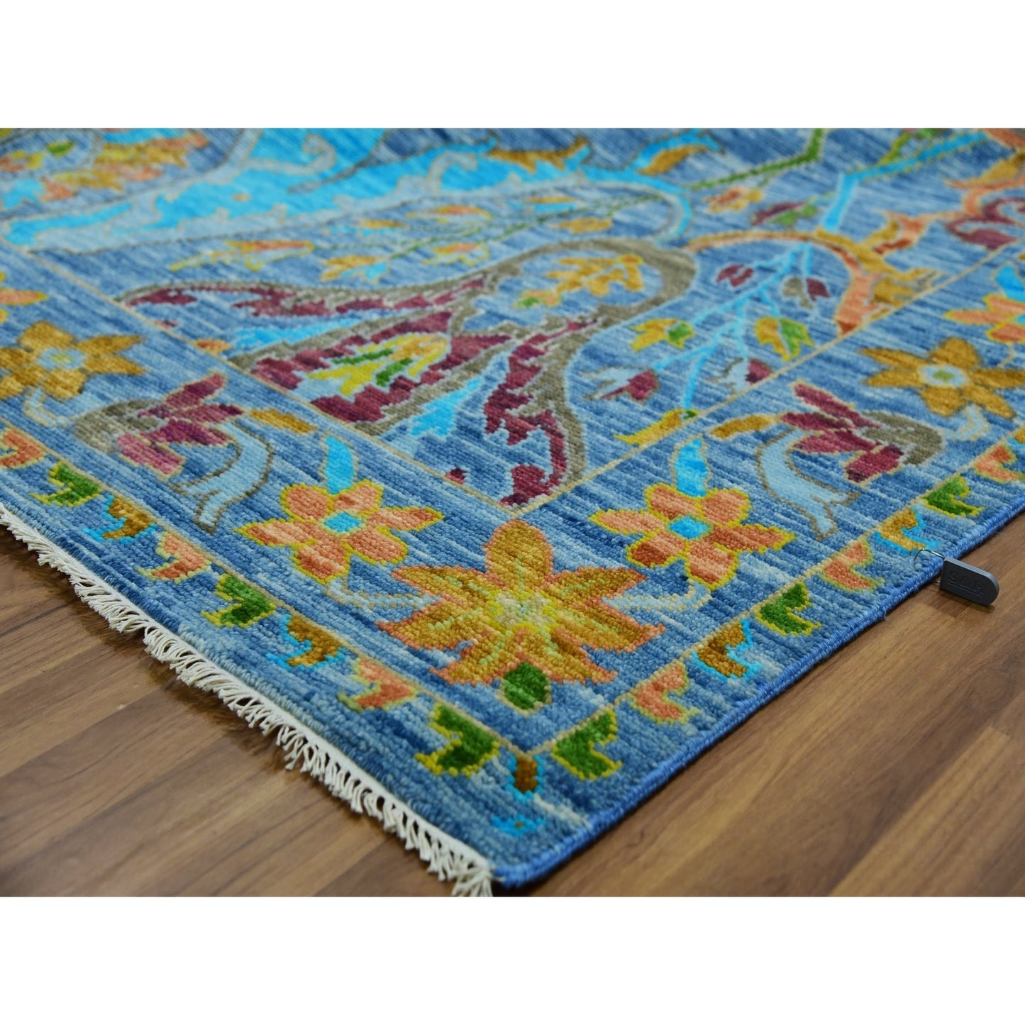 12'3"X15' Blue 100% Wool Colorful Oushak Weave Hand Knotted Oversized Rug