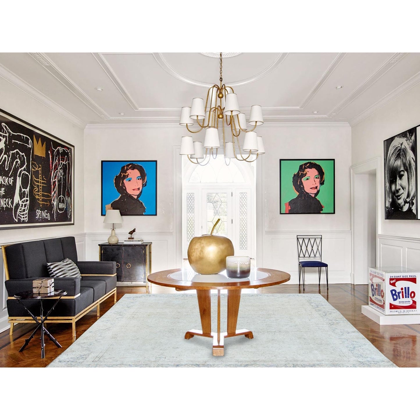 8'1"X10'9" Ivory Distressed Shabby Chic Farsian Hand Knotted Wool Rug