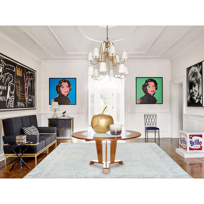 8'1"X10'9" Ivory Distressed Shabby Chic Farsian Hand Knotted Wool Rug