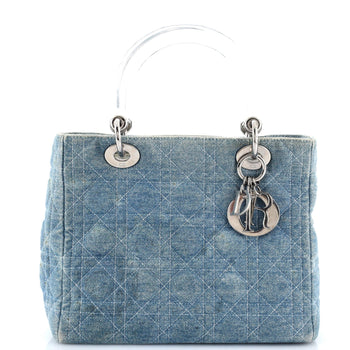 Christian Dior Vintage Lady Dior Bag Cannage Quilt Denim Medium