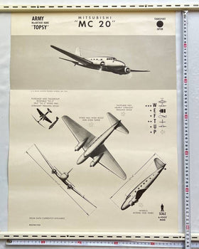 Wwii 1943 Us Navy Aircraft Recognition Poster Mitsubishi Mc-20 Topsy Transport