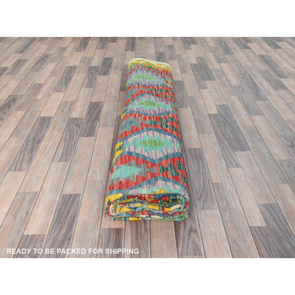 10'1"X13'1" Colorful Hand Woven Afghan Kilim Soft Wool Oriental Rug