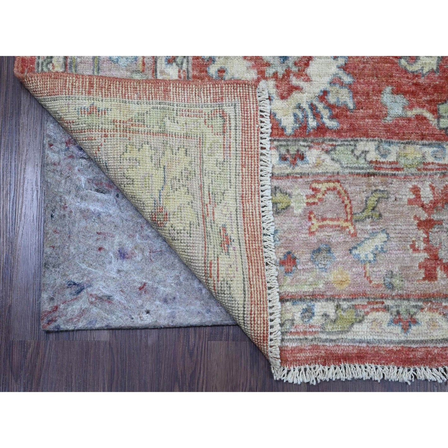 6'X8'9" Crimson Red Afghan Angora Oushak Hand Knotted Wool Oriental Rug