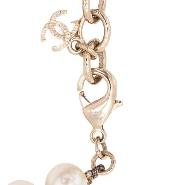 Chanel Bracelet Fake Pearl Chain Coco Mark Motif A19 Gp