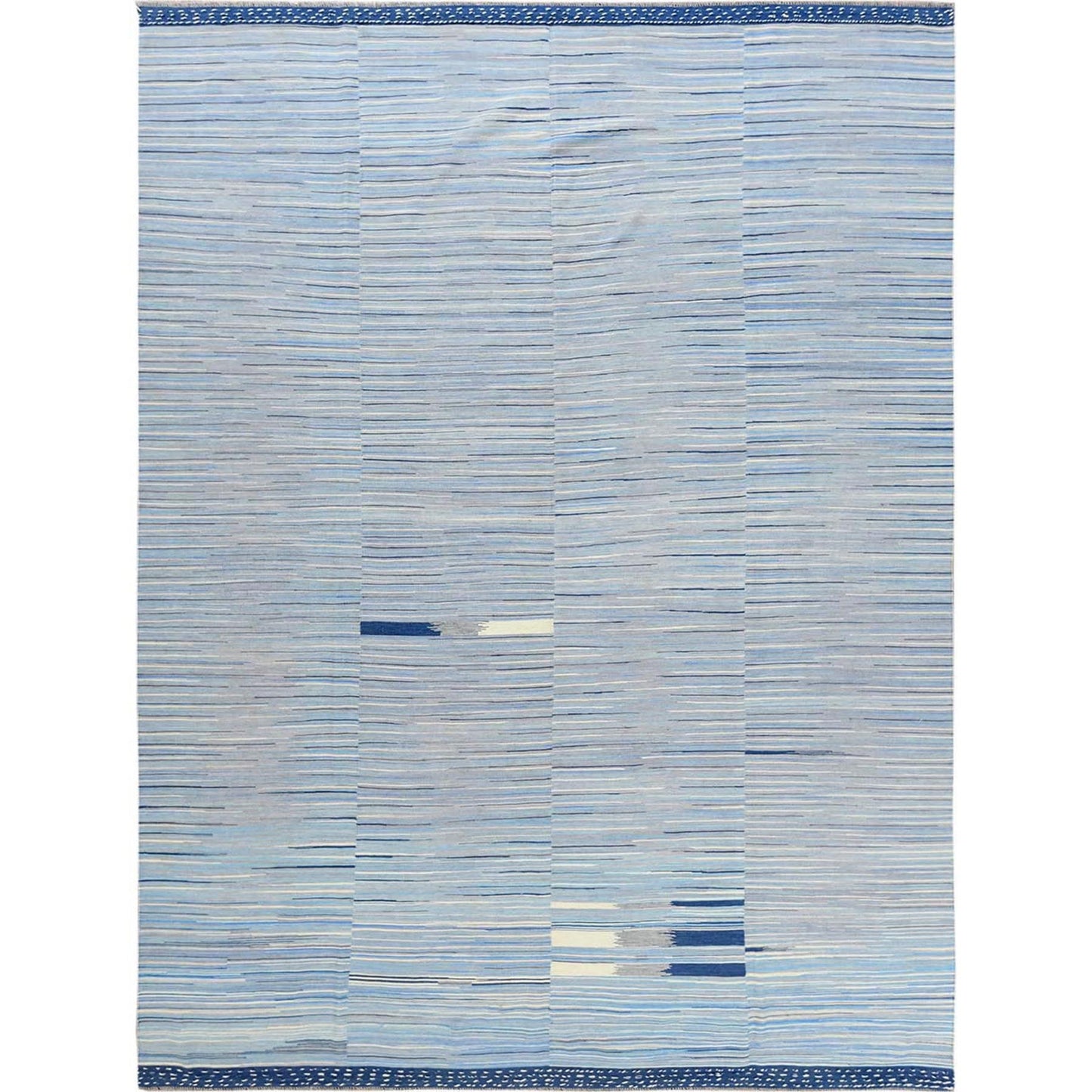10'5"X13'10" Hand Woven Flat Weave Kilim Pure Nomadic Stripe Design Rug