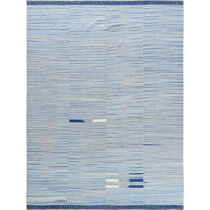 10'5"X13'10" Hand Woven Flat Weave Kilim Pure Nomadic Stripe Design Rug