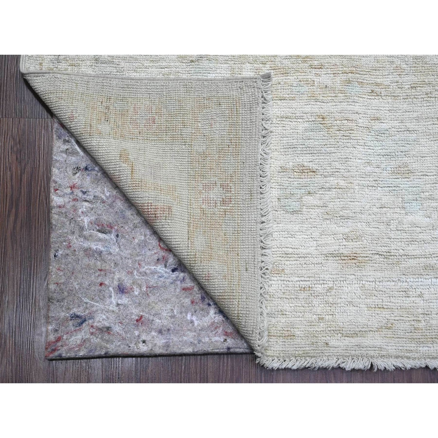7'8"X14'10" Cloud Gray Hand Knotted Afghan Angora Oushak Wool Runner Rug