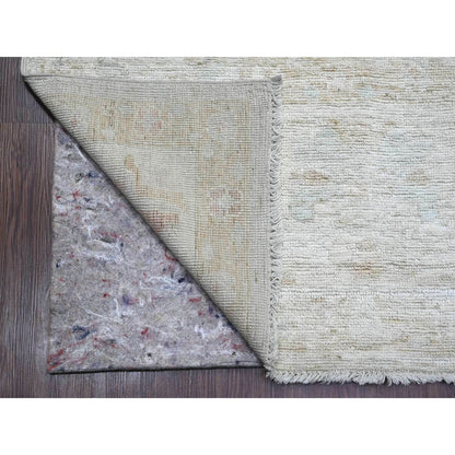 7'8"X14'10" Cloud Gray Hand Knotted Afghan Angora Oushak Wool Runner Rug