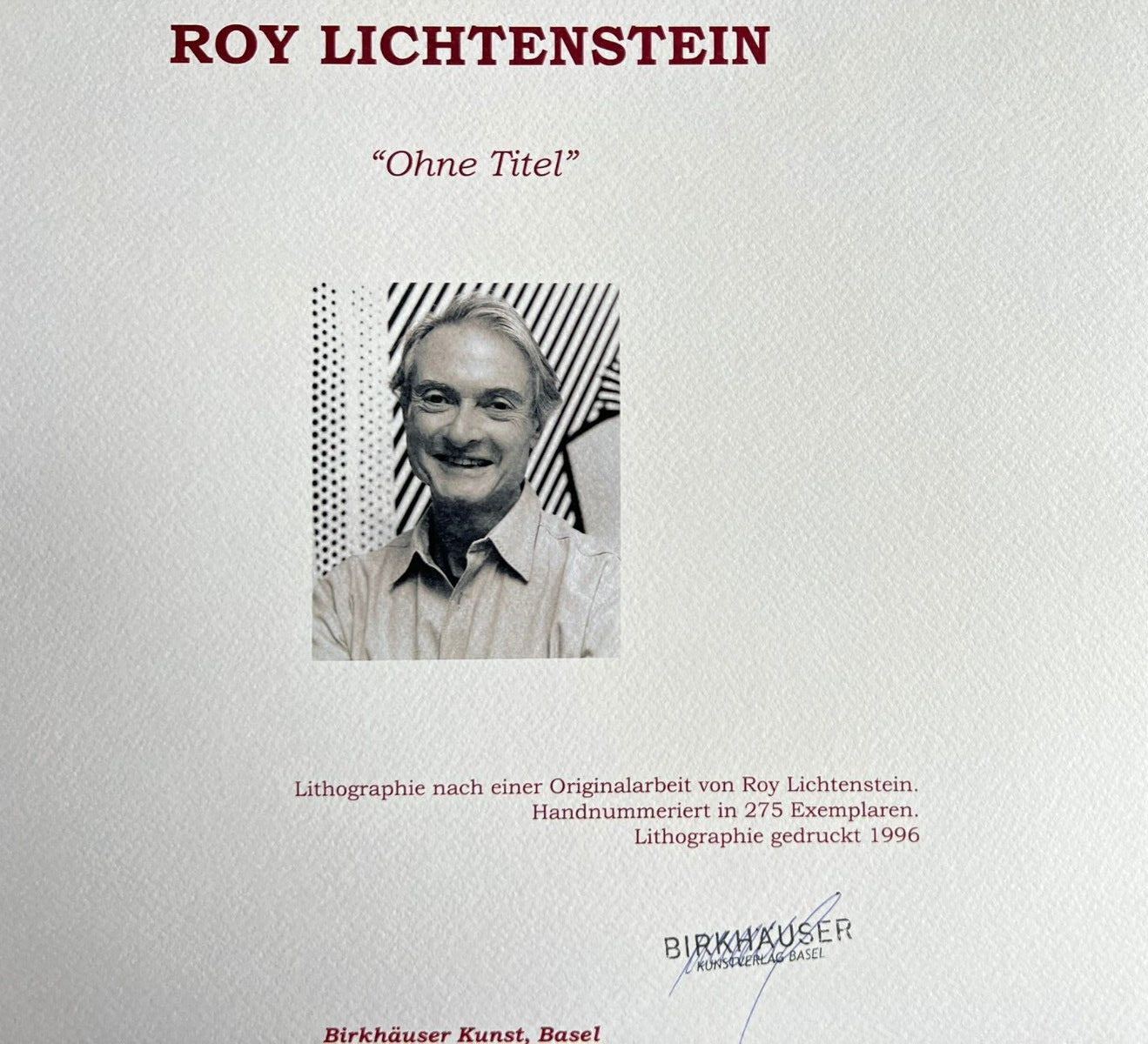 Roy Lichtenstein Lithograph Coa Signed Numbered