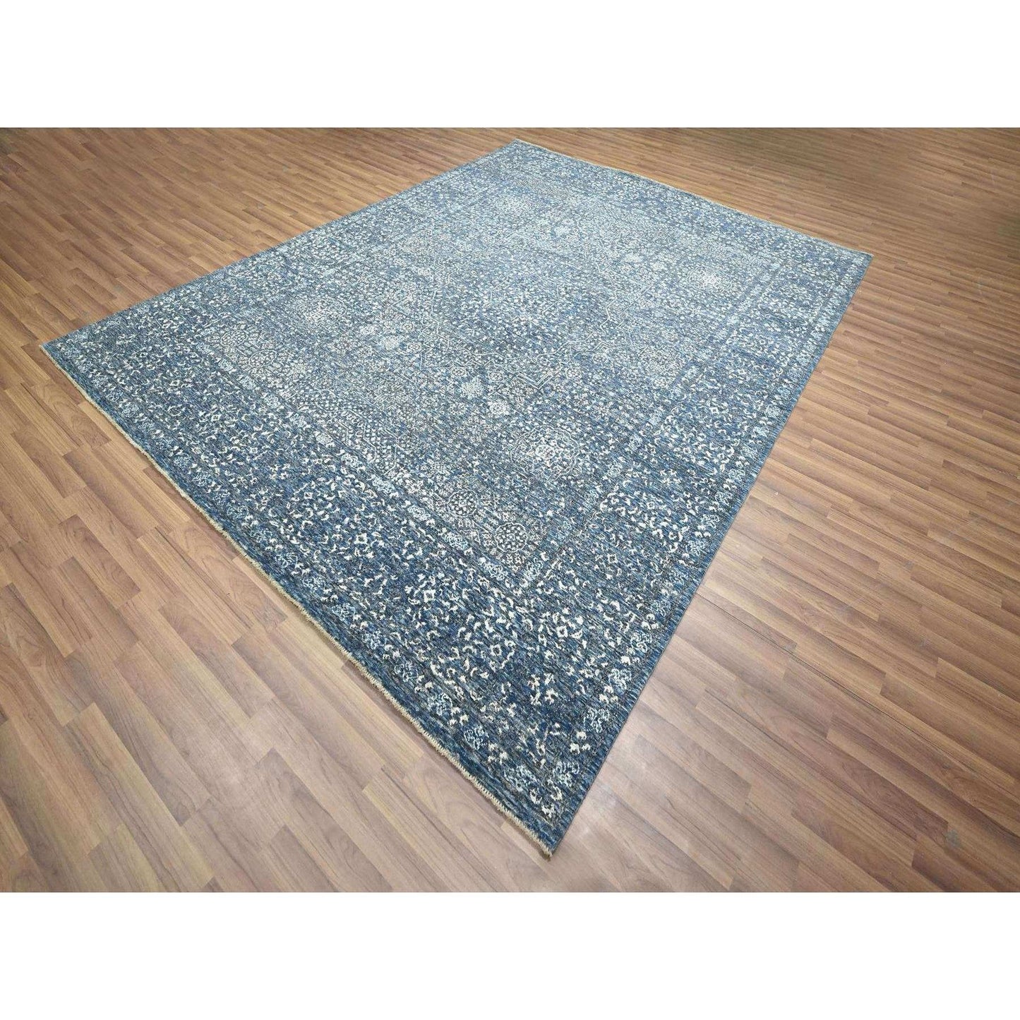 8'X10'4" Blue Mamluk Design 14Th Century Influence Hand Knotted Wool Rug