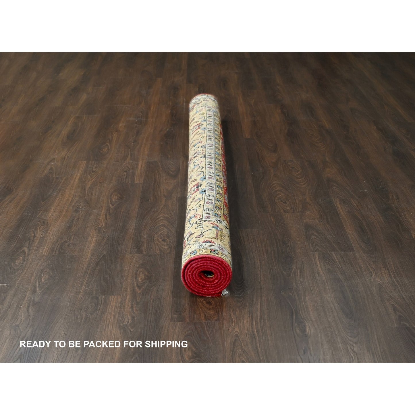 8'X8' Fire Brick Red Hand Knotted Wool Karajeh Design Square Oriental Rug