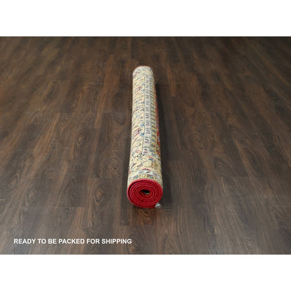 8'X8' Fire Brick Red Hand Knotted Wool Karajeh Design Square Oriental Rug