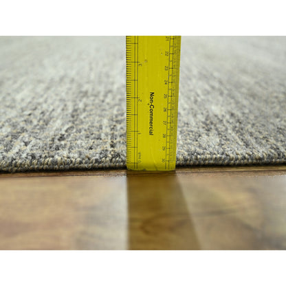 8'X10' Stone Gray Modern Grass Design Wool And Silk Hand Knotted Rug